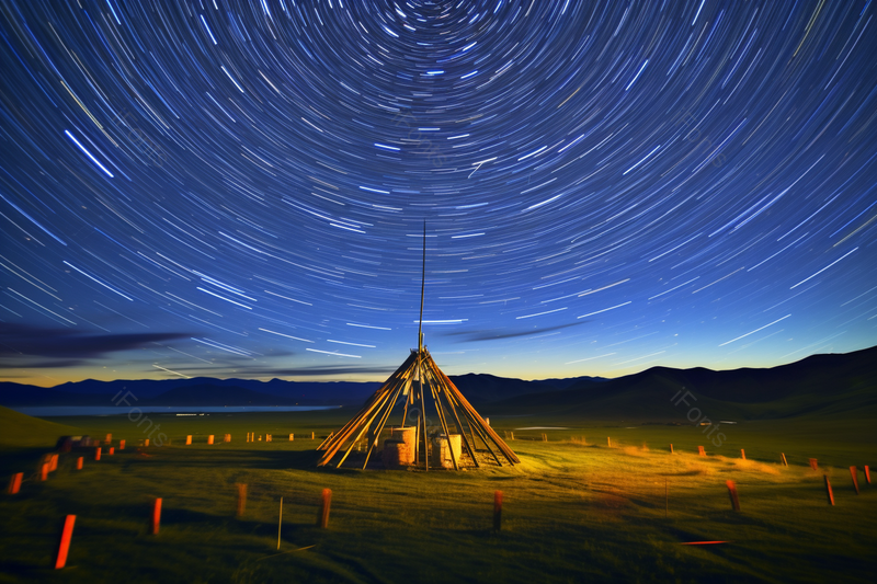 蓝色辽阔草原夜景星空梦幻摄影图,高清,摄影图,摄影图片,图片大全,摄影图免费下载